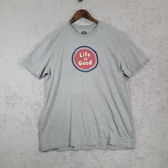 Life Is Good Mens Crusher Tee Classic Fit Gray T-Shirt Size L Cotton/Polyester - Picture 1 of 7